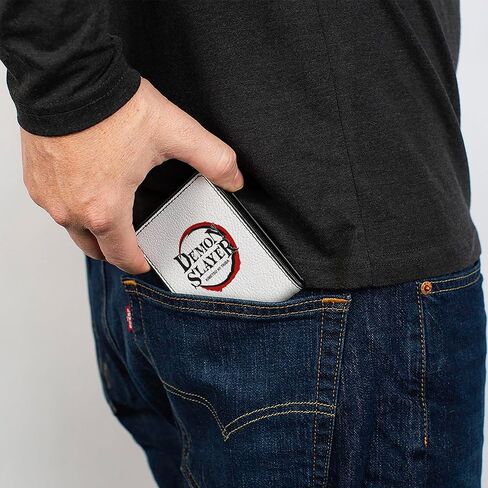 Demon Slayer Wallet, Bifold, Demon Slayer Three Character Group Pose and Title Logo White, Vegan Leather in Saudi Arabia