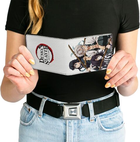 Demon Slayer Wallet, Bifold, Demon Slayer Three Character Group Pose and Title Logo White, Vegan Leather in Saudi Arabia