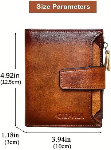 1pc Men's Vintage RFID Blocking Wallet - Genuine Leather -Theft Billfold with Zipper Coin Pocket, 17-Card Holder, ID Window& SD/SIM -Leather for Valentine's/Father's Day Gift Suitable for Men in Saudi Arabia