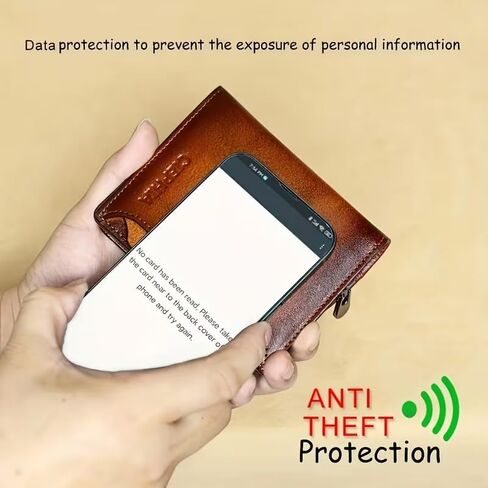 1pc Men's Vintage RFID Blocking Wallet - Genuine Leather -Theft Billfold with Zipper Coin Pocket, 17-Card Holder, ID Window& SD/SIM -Leather for Valentine's/Father's Day Gift Suitable for Men in Saudi Arabia