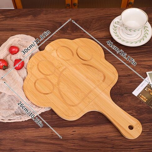 Paw-Shaped Bamboo Serving Plate with Handle, Natural Wood Dinner Plate, Decorative Food Tray. New Store Launch — only 50 Pieces Available at a Special Introductory Price. Thank You for Your Support! in Saudi Arabia