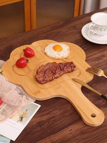 Paw-Shaped Bamboo Serving Plate with Handle, Natural Wood Dinner Plate, Decorative Food Tray. New Store Launch — only 50 Pieces Available at a Special Introductory Price. Thank You for Your Support! in Saudi Arabia