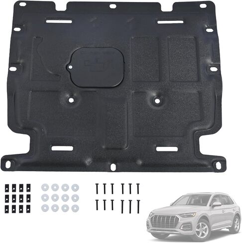 واقيات علبة المحرك الأمامي متوافقة مع Audi Q5 2018 2019 2020 2021 2022 2023 2024 اللوحات الطينية لحماية المحرك الأمامي، واقي علبة المحرك تحت الغطاء (الفولاذ البلاستيكي) in Saudi Arabia