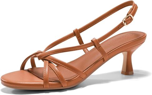 Coutgo Womens Strappy Sandals Slingback Kitten Low Heels Open Toe Buckle Strap Summer Party Dress Shoes in Saudi Arabia