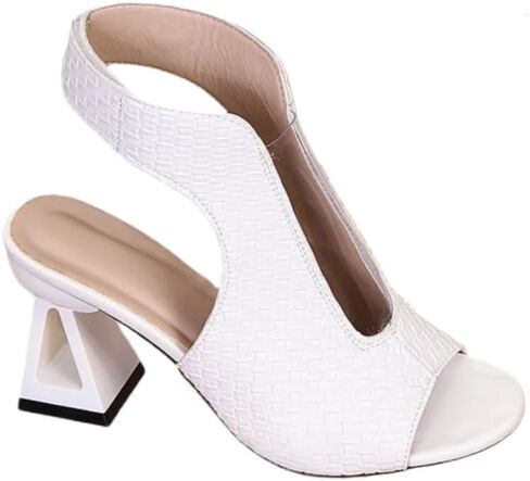 Women's fashionable large size high-heeled sandals with fish-mouth design, breathable and lightweight, suitable for outdoor commuting. in Saudi Arabia