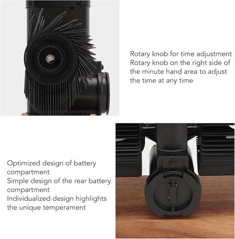 ساعة TeamSky Retro الرقمية القابلة للطي، ساعة مكتب صغيرة قابلة للطي من الخشب الحديث، ساعة تعمل بالبطارية الداخلية تعمل بالعتاد، ميكانيكية كلاسيكية، قاعدة من الجوز الأسود، لديكور المنزل والمكتب (أسود) in Kuwait