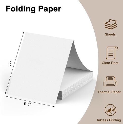 ورق طابعة حرارية قابل للطي 200 ورقة طباعة واضحة صديقة للبيئة مقاس 8.5 × 11 بوصة ورق حراري للاستخدام المثالي للمكتب والمدرسة والمنزل in Kuwait