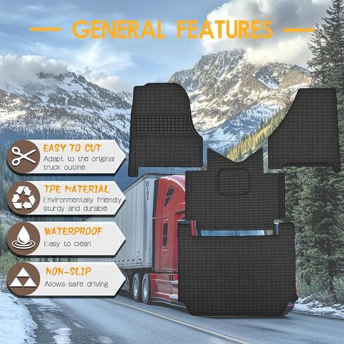 Floor Mats for Freightliner Cascadia 2018–2025 All-Weather Heavy Duty Rubber Waterproof Cascadia 126 Truck Floor Liners, Non-Slip, Easy to Clean, 4-Piece Set in Saudi Arabia