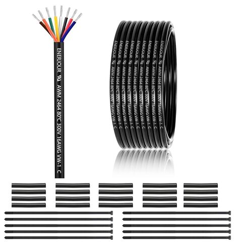 سلك كهربائي 18 قياس 7 موصلات 25FT، UL 2464 18 AWG 7 سلك كابل نحاسي معلب مجدولة 18/7 للسيارات والمقطورة والإضاءة والألواح الشمسية وكابل التمديد ومكبر الصوت وما إلى ذلك. in Kuwait