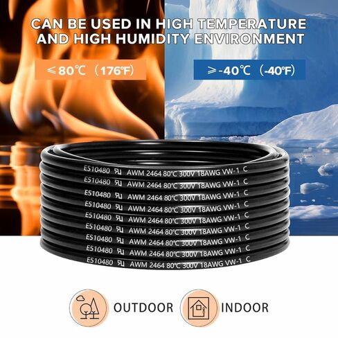 سلك كهربائي 18 قياس 7 موصلات 25FT، UL 2464 18 AWG 7 سلك كابل نحاسي معلب مجدولة 18/7 للسيارات والمقطورة والإضاءة والألواح الشمسية وكابل التمديد ومكبر الصوت وما إلى ذلك. in Kuwait