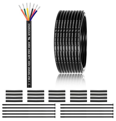 سلك كهربائي 18 قياس 7 موصلات 25FT، UL 2464 18 AWG 7 سلك كابل نحاسي معلب مجدولة 18/7 للسيارات والمقطورة والإضاءة والألواح الشمسية وكابل التمديد ومكبر الصوت وما إلى ذلك. in Kuwait