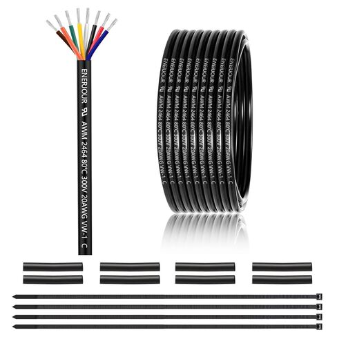 سلك كهربائي 18 قياس 7 موصلات 25FT، UL 2464 18 AWG 7 سلك كابل نحاسي معلب مجدولة 18/7 للسيارات والمقطورة والإضاءة والألواح الشمسية وكابل التمديد ومكبر الصوت وما إلى ذلك. in Kuwait