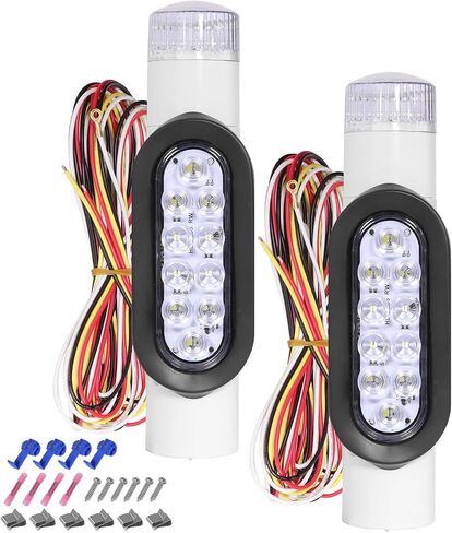 قطعتان من دليل مقطورة القارب على مجموعة مصابيح ما بعد الأنبوب، IP67 مقاومة للماء لمقطورة القارب دليل عمود أضواء 12 فولت 38 LED أضواء خلفية للفرامل واضحة in Kuwait