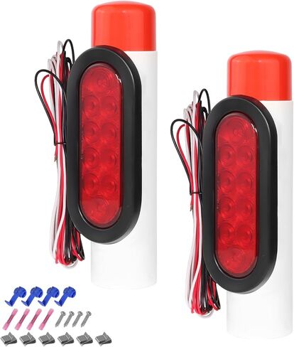 2pcs Boat Trailer Guide on Post Pipe Light Set, IP67 Waterproof Boat Trailer Guide Pole Lights 12V 38LED Turn Signal Brake Tail Lights Clear in Saudi Arabia