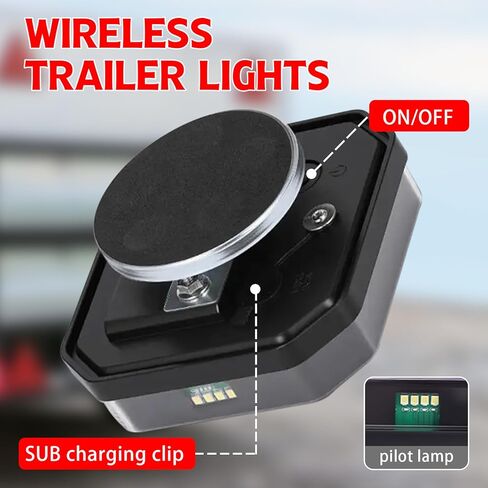 قطعتان من أضواء المقطورة اللاسلكية المغناطيسية، ضوء مقطورة LED قابل لإعادة الشحن لشاحنة القطر، مجموعة مصابيح سحب ذيل مقاومة للماء لقافلة قارب التخييم RV، توقف تشغيل إشارة الانعطاف المحمولة (أحمر) in Saudi Arabia