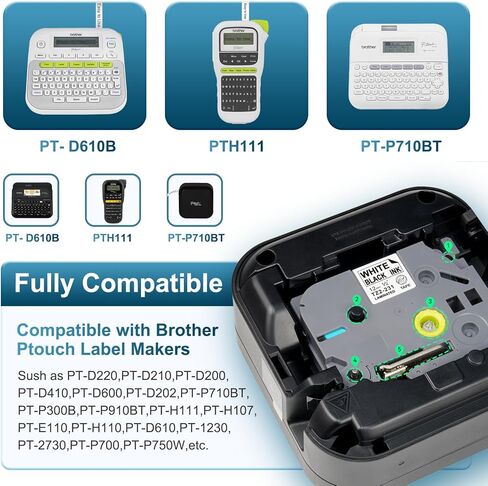 استبدل شريط Brother Label Maker TZe-231 المتوافق مع شريط Brother P Touch Label Tape Tz Tape 12 مم 0.47 مغلف أبيض سهل التقشير، PT-D210 D220 H110 1280 D610BT عبوات 1/2 بوصة × 8 متر، 4 عبوات in Kuwait