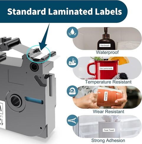 استبدل شريط Brother Label Maker TZe-231 المتوافق مع شريط Brother P Touch Label Tape Tz Tape 12 مم 0.47 مغلف أبيض سهل التقشير، PT-D210 D220 H110 1280 D610BT عبوات 1/2 بوصة × 8 متر، 4 عبوات in Kuwait