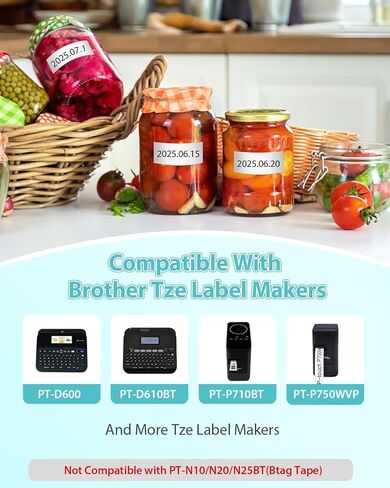 TZe 24mm 0.94 Laminated White Tz Tape Compatible for Brother Tze-251 Tz-251 P Touch Label Maker Tape 1 Inch TZ Refills for P Tpuch PT-D610BT PT-D600 P700 P710BT PT-P750WVP, Black on White, 2 Pack in Saudi Arabia