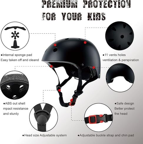 Kids Bike Helmet, CPSC & ASTM Certified, Adjustable EPS Protective Gear, 5 Colors, Multi-Sport for Boys & Girls, 11 Vents, Free Sports Drawstring Bag in Saudi Arabia