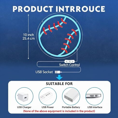 لافتات البيسبول النيون لديكور الحائط، علامة ضوء النيون الرياضية LED لغرفة النوم وغرفة النوم وديكور متجر الكهف، هدايا فريدة للأطفال الرجال والأولاد 8-12، ملحقات مشجعي البيسبول في السكن الجامعي in Kuwait