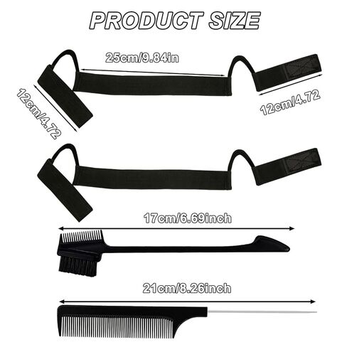 2Pcs Black Double-Sided Velvet C-Shaped Ear Painless Wig with Two Sideburn Hair Combs, Soft Painless Wig Band with Ear Cut Outs Tools, Comfortable Earless Melting Band Supplies in Saudi Arabia