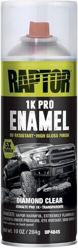 طلاء RAPTOR 1K Pro Enamel، طلاء بخاخ سيارات بدرجة احترافية، دهانات وإعدادات أولية، لمسة نهائية قوية ومتينة، سهل الاستخدام، 10 أونصة، شفاف in Saudi Arabia