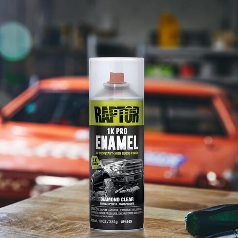 طلاء RAPTOR 1K Pro Enamel، طلاء بخاخ سيارات بدرجة احترافية، دهانات وإعدادات أولية، لمسة نهائية قوية ومتينة، سهل الاستخدام، 10 أونصة، شفاف in Saudi Arabia