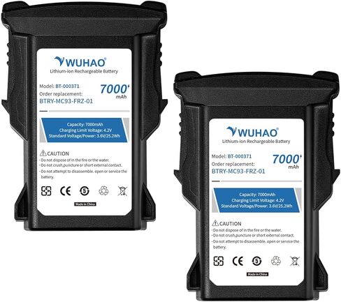 WUHAO 2 حزمة لبطارية Zebra MC9300 BT-000370 BT-000371 ترقية 7000 مللي أمبير في الساعة لـ Zebra MC93 MC930 MC9300 MC930B MC930P MC93N0-G بطارية بديلة لماسح الباركود BTRY-MC93-FRZ-01 BTRY-MC93-STN-01 in Saudi Arabia
