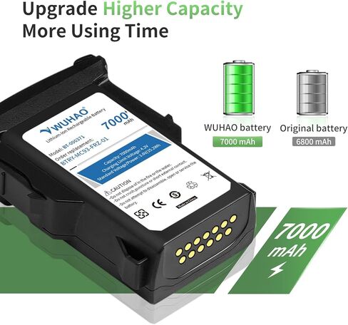 WUHAO 2 حزمة لبطارية Zebra MC9300 BT-000370 BT-000371 ترقية 7000 مللي أمبير في الساعة لـ Zebra MC93 MC930 MC9300 MC930B MC930P MC93N0-G بطارية بديلة لماسح الباركود BTRY-MC93-FRZ-01 BTRY-MC93-STN-01 in Saudi Arabia