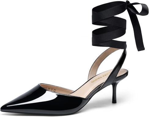 DREAM PAIRS Women's Slingback Kitten Low Heel Closed Toe Ankle Strap Heels Pointed Toe Strappy Pumps Shoes Party Wedding Dress Shoes in Saudi Arabia