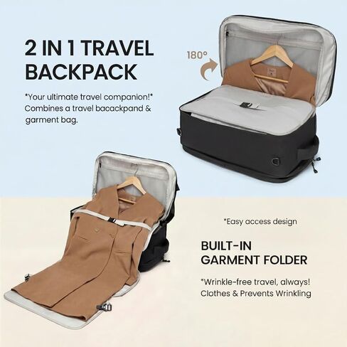 seyfocnia Convertible Travel Garment Bag, Large Travel Backpack for Men & Women, Business Laptop Backpack, Carry On Luggage, Personal Item Travel Bag Suit Bag With Multi-Pockets in Saudi Arabia