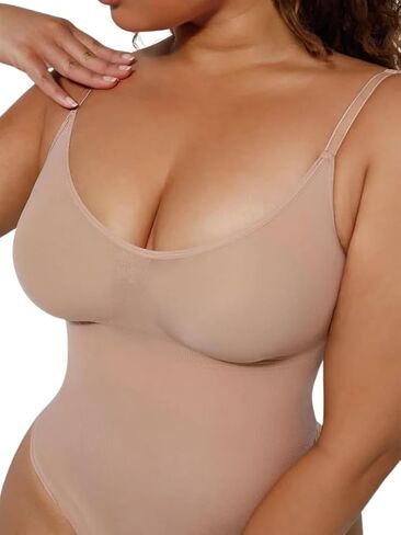 Shaperluxs Seamless Bodysuit Shapewear, Black, Nude, Tummy Control Body Shaper, Compression Fit, Waist Slimming in Kuwait
