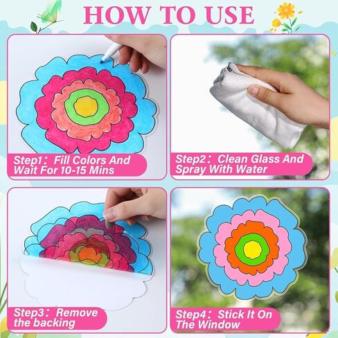 30 قطعة من Qyeahkj لموضوع الربيع على شكل زهرة Suncatchers Craft من أجل DIY ملصق لاصق لنافذة الزهور مع أقلام تحديد مجموعة طلاء حفلات الربيع والزهور الفنية وهدايا هواية لأنشطة ديكور المنزل in Saudi Arabia