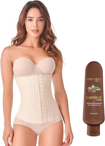 Ann Chery 2021 Corset Waist Trainer +Caffeine Body Cream|Colombian 3 Hook Latex Waist Cincher Body Shaper for Women|Daily Use in Saudi Arabia