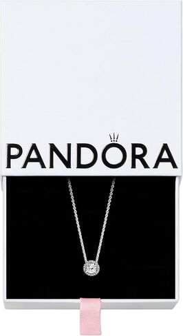 Pandora Round Sparkle Halo Necklace - Adjustable Necklace with Lobster Clasp - Jewelry for Women - Sterling Silver & Cubic Zirconia - 17.7", With Gift Box in Saudi Arabia