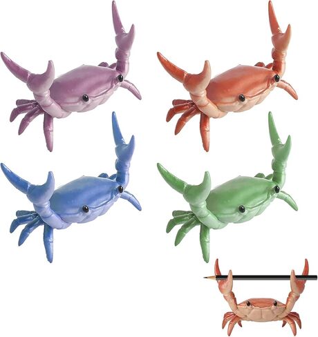 4PCS Desk Crab Pen Holder,Creative Crab Pen Holder,New Cute Crab-Shaped Pen Holders,Weightlifting Crabs Penholder Bracket Storage,Funny Desk Decor for Office Desks,Shop Windows,Home(Mix) in Saudi Arabia