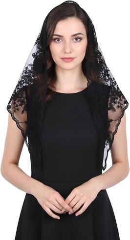 Yolev Mantilla حجاب مثلث أسود Mantilla حجاب كاثوليكي للنساء وشاح دانتيل أسود حجاب جماعي غطاء رأس حجاب مصلى وشاح لاتيني للنساء الزفاف صلاة مسيحية دينية in Saudi Arabia