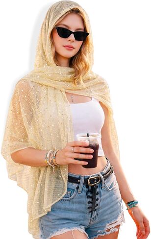 أغطية شال للنساء - أوشحة ترتر لامعة، وشاح للرقبة متعدد الاستخدامات لفساتين السهرة in Kuwait