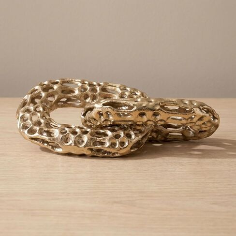 Sagebrook Home 12-Inch Gold 2-Linked Metal Chains - Aluminum Decorative Object for Modern Home Accent and Elegance in Saudi Arabia