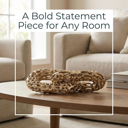 Sagebrook Home 12-Inch Gold 2-Linked Metal Chains - Aluminum Decorative Object for Modern Home Accent and Elegance in Saudi Arabia