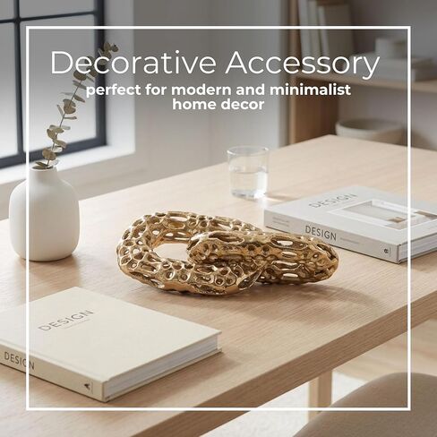 Sagebrook Home 12-Inch Gold 2-Linked Metal Chains - Aluminum Decorative Object for Modern Home Accent and Elegance in Saudi Arabia