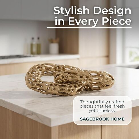 Sagebrook Home 12-Inch Gold 2-Linked Metal Chains - Aluminum Decorative Object for Modern Home Accent and Elegance in Saudi Arabia