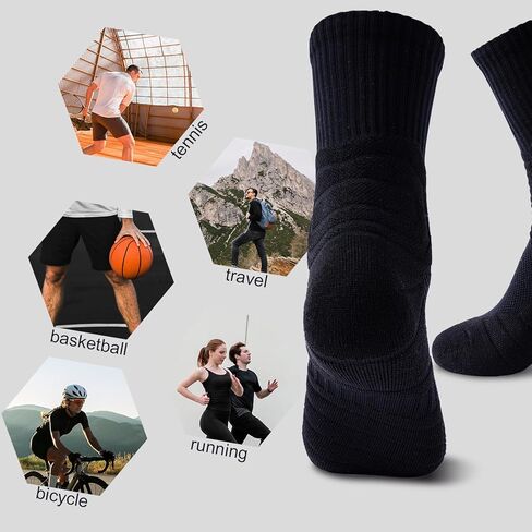 4 Pairs Mens Basketball Socks Athletic Running High Stockings Comfort Athletic Crew Socks Cushion Running Sock Performance Breathable Sports Sock for Men [Black,light gray,dark gray,white-gray] in Saudi Arabia