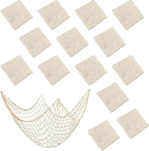 14 حزمة 80 × 40 بوصة من القطن الطبيعي لتزيين شبكة صيد السمك للتعليق على الحائط لشبكة صيد السمك تحت الماء، حورية البحر، القرصان، هاواي، المحيط البحري، ديكورات حفلات الشاطئ، بيج in Kuwait