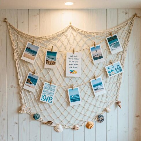 14 حزمة 80 × 40 بوصة من القطن الطبيعي لتزيين شبكة صيد السمك للتعليق على الحائط لشبكة صيد السمك تحت الماء، حورية البحر، القرصان، هاواي، المحيط البحري، ديكورات حفلات الشاطئ، بيج in Kuwait