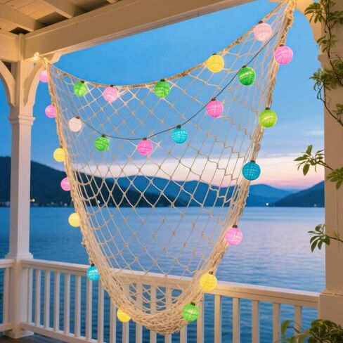 14 حزمة 80 × 40 بوصة من القطن الطبيعي لتزيين شبكة صيد السمك للتعليق على الحائط لشبكة صيد السمك تحت الماء، حورية البحر، القرصان، هاواي، المحيط البحري، ديكورات حفلات الشاطئ، بيج in Kuwait