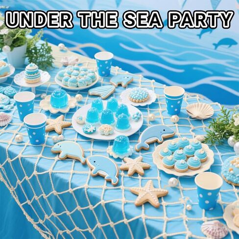 14 حزمة 80 × 40 بوصة من القطن الطبيعي لتزيين شبكة صيد السمك للتعليق على الحائط لشبكة صيد السمك تحت الماء، حورية البحر، القرصان، هاواي، المحيط البحري، ديكورات حفلات الشاطئ، بيج in Kuwait