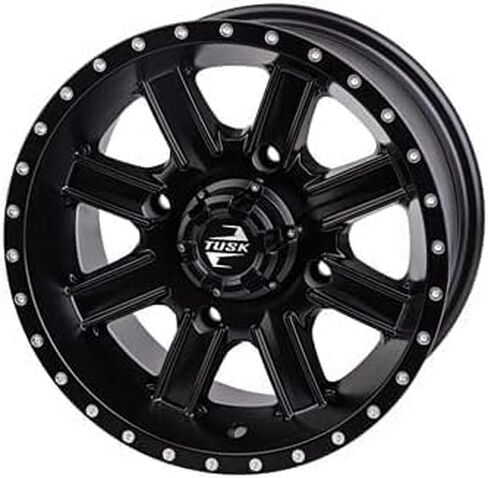 Tusk Set of 32x10-14 TERRABITE Heavy Duty 8-Ply Radial UTV Tires mounted on CASCADE Wheels - Compatible with POLARIS applications - 4/156 bolt pattern - Includes Lug Nuts (4+3 Offset, Matte Black) in Saudi Arabia