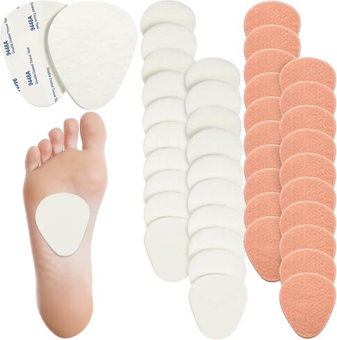Syhood 40 Pieces Metatarsal Pad Men Women 1/4 Inch Thick Ball of Foot Pain Relief Cushions Thick Metatarsal Felt Pads Cushion Pain Relief Forefoot Support Mat(White) in Saudi Arabia