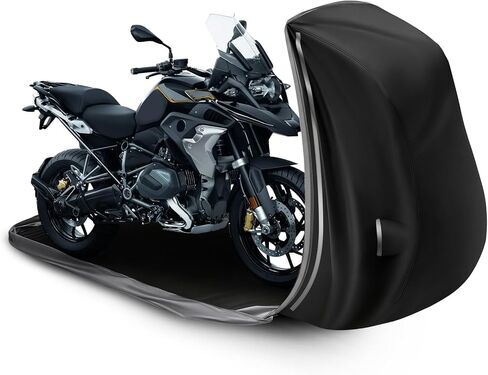Waterproof Enclosed Motorcycle Storage Sheds Cover, 600D Oxford Cloth with All-Round Enclosed Zipper Motorcycle Shelter Garage Cover for Snow Rain Dust Protection, 96 L x 45 W x 53 H in in Saudi Arabia